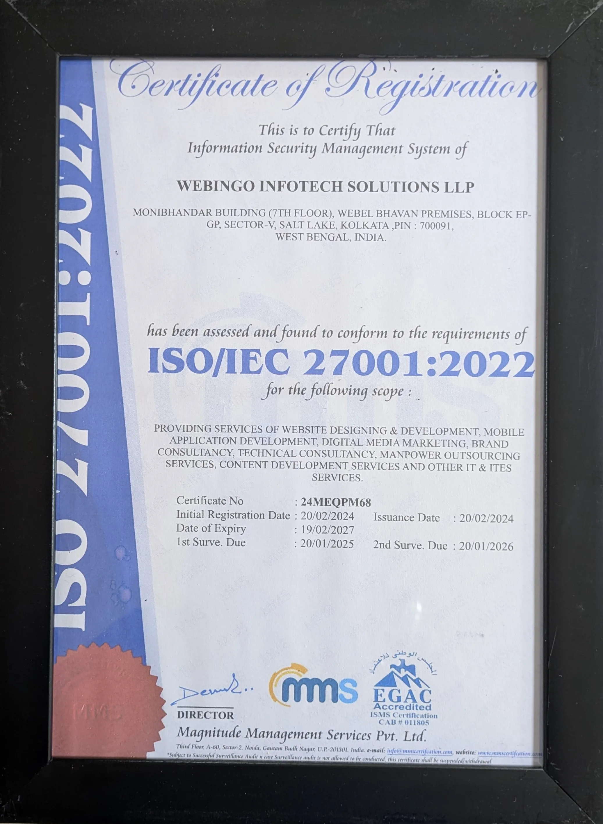 ISO IEC 27001 2022 certificate